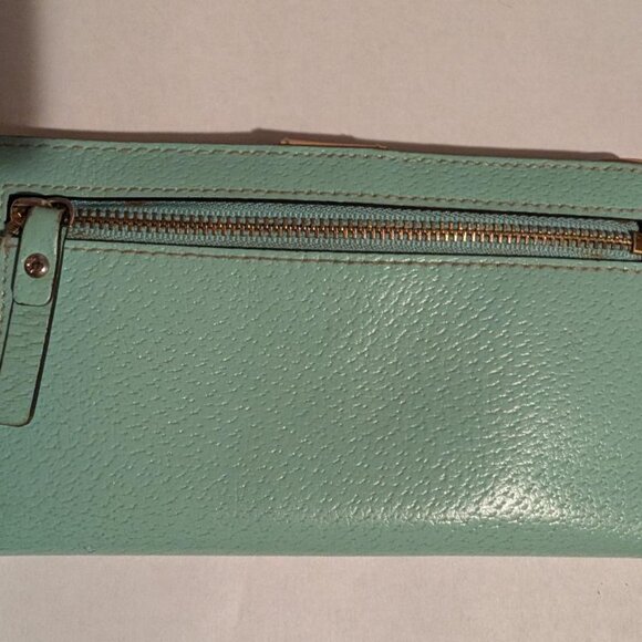 KATE SPADE NEW YORK Mint Green LEATHER LARGE SLIM MADISON BUTTON WALLET - Picture 2 of 7